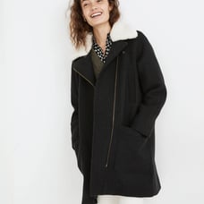 EUC Madewell Winter Coat - Eldridge Insulated Shearling Collar Wool 328 Medium
