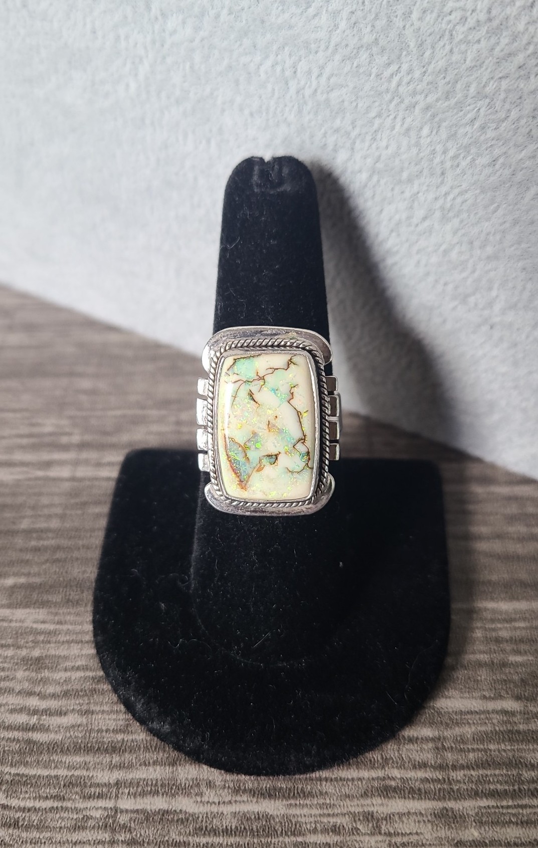Australian Monarch Opal Ring size 7.5 Sterling Silver 9.25