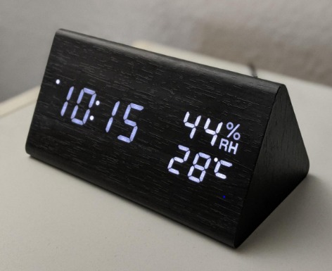 Digital Alarm Clock, with Wooden Electronic LED Time Display, 3 Alarm Settings