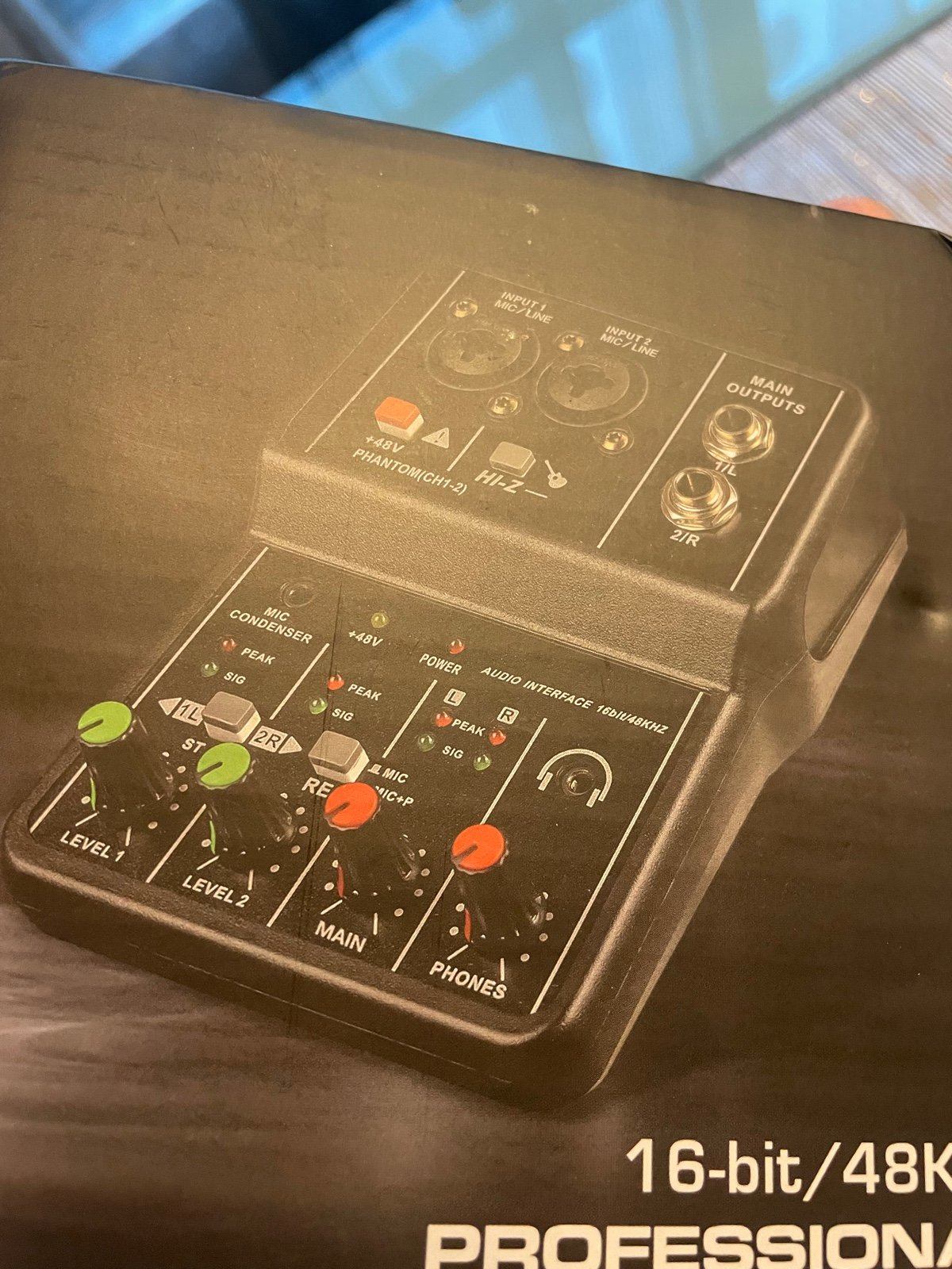 Audio Mixer 2 Ch With Phantom Power New