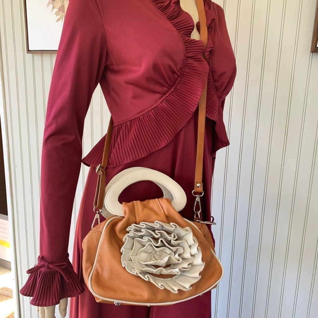 L’ artigiano Sorrentino Italian Leather Bucket Crossbody Pumpkin Orange bag