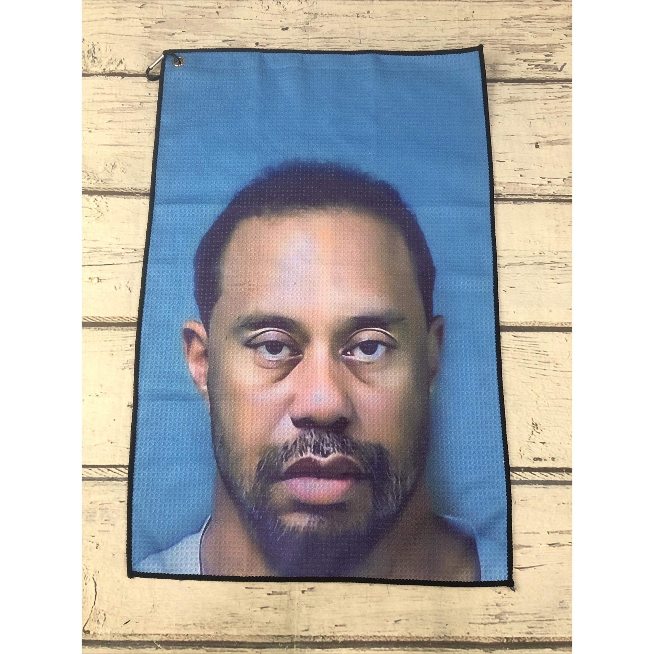 Tiger Woods Mugshot Golf Towel Golfing Club *New*