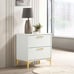 White & Gold 2-Drawer Nightstand - Modern Bedside Table