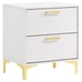 White & Gold 2-Drawer Nightstand - Modern Bedside Table