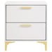 White & Gold 2-Drawer Nightstand - Modern Bedside Table
