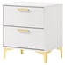 White & Gold 2-Drawer Nightstand - Modern Bedside Table
