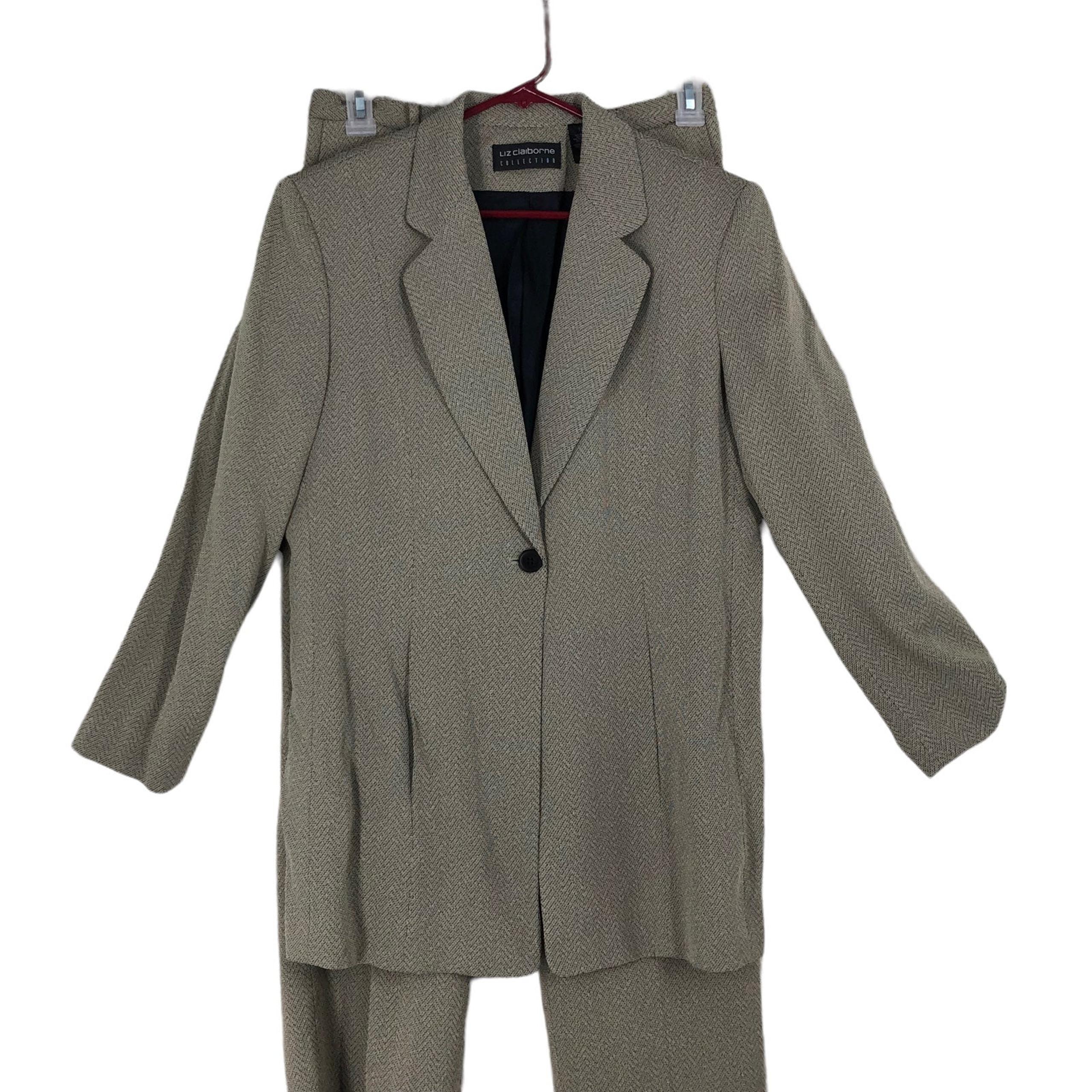 Vintage Y2K Liz Claiborne Collection High End Buisness Pant Suit Brown/Black 12