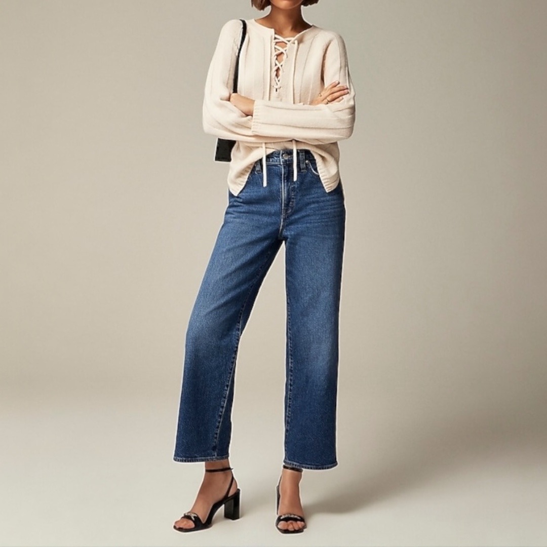 NWT J.CREW High-Rise Slim Wide Jean in 1996 Semi-Stretch, Size 27