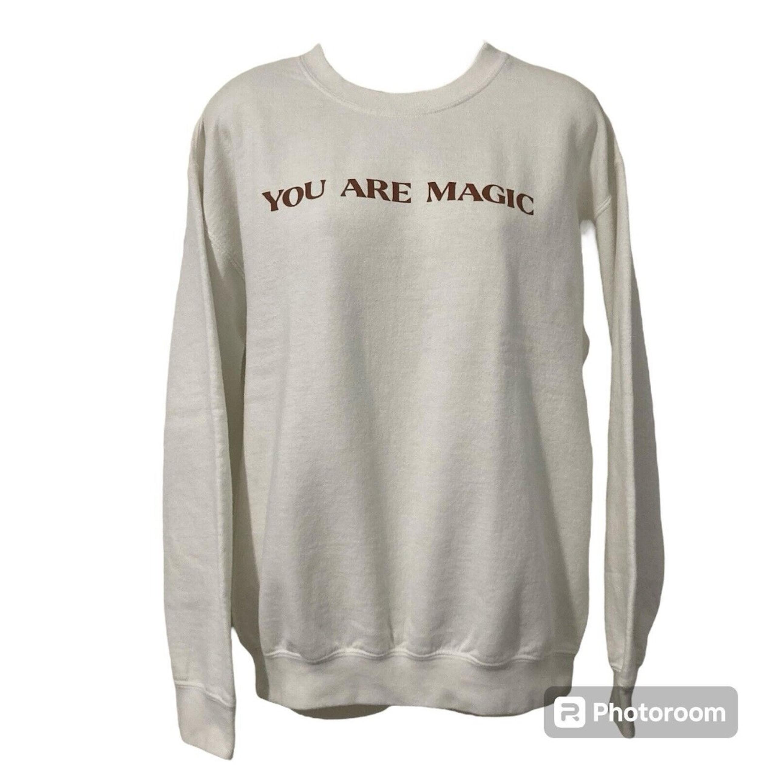 Pacsun Women’s Medium Sweatshirt Crew Neck White with YOU ARE MAGIC Graphics