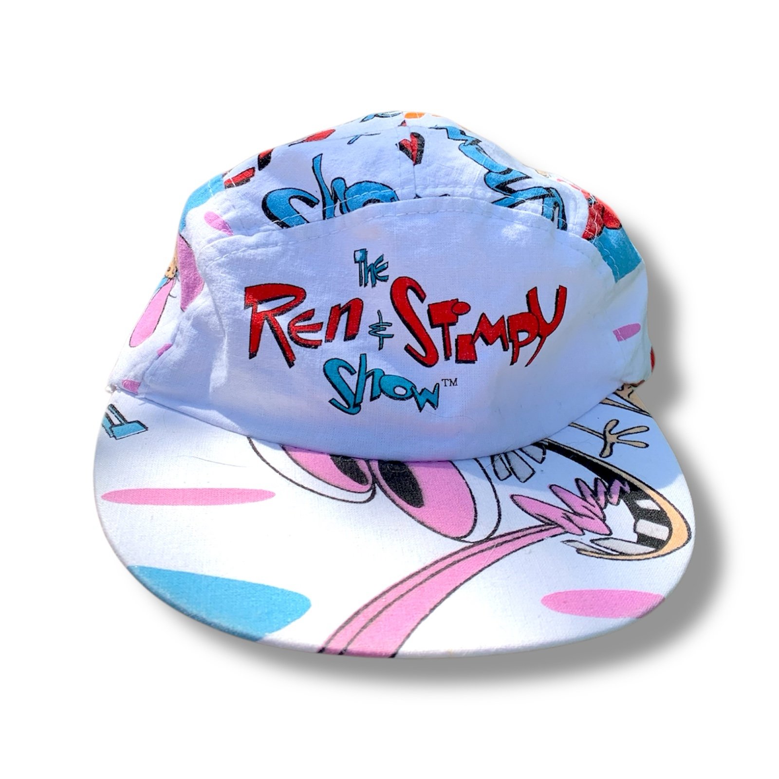 Vintage 1992 Ren & Stimpy White Painters Cap Nickelodeon