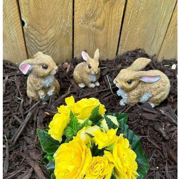 New Set of 3 Outdoor Rabbits Statues for Garden Yards Decoration