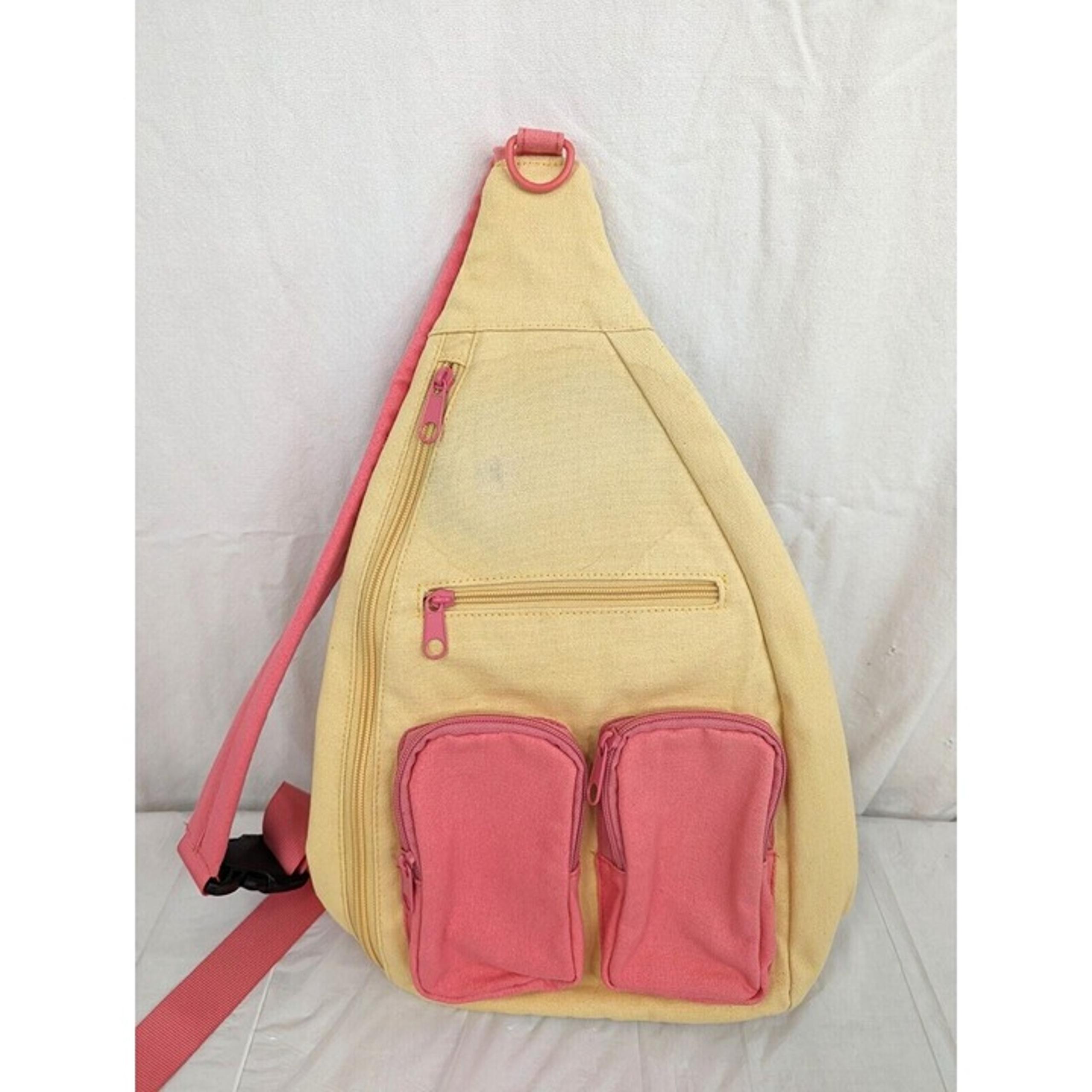 No Boundaries Womens Cargo Sling Cross Body Bag Yellow and Pink