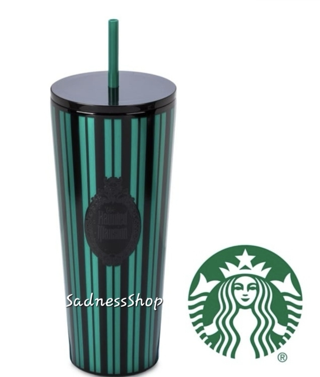 The Hounted Mansion Stainless steel Starbucks tumbler with straw.