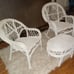 VINTAGE THREE PIECE WICKER DOLL FURNITURE SET. CHAIRS ARE 12 INCHES TALL