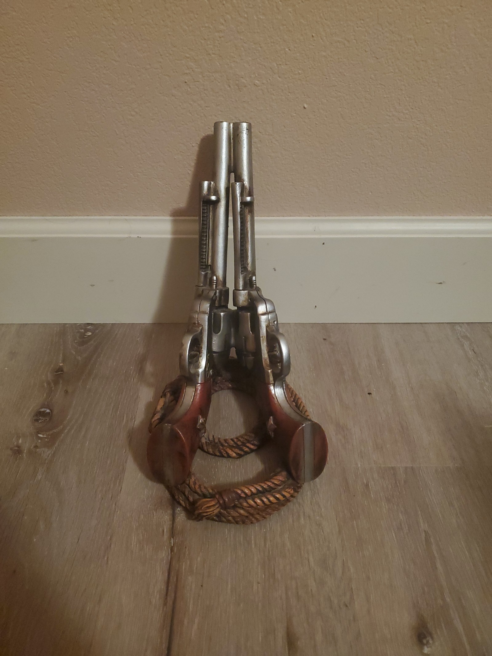 Rustic COWBOY Six Shooter Pistol Gun Wine Beer Bottle Holder WESTERN DECOR Gift