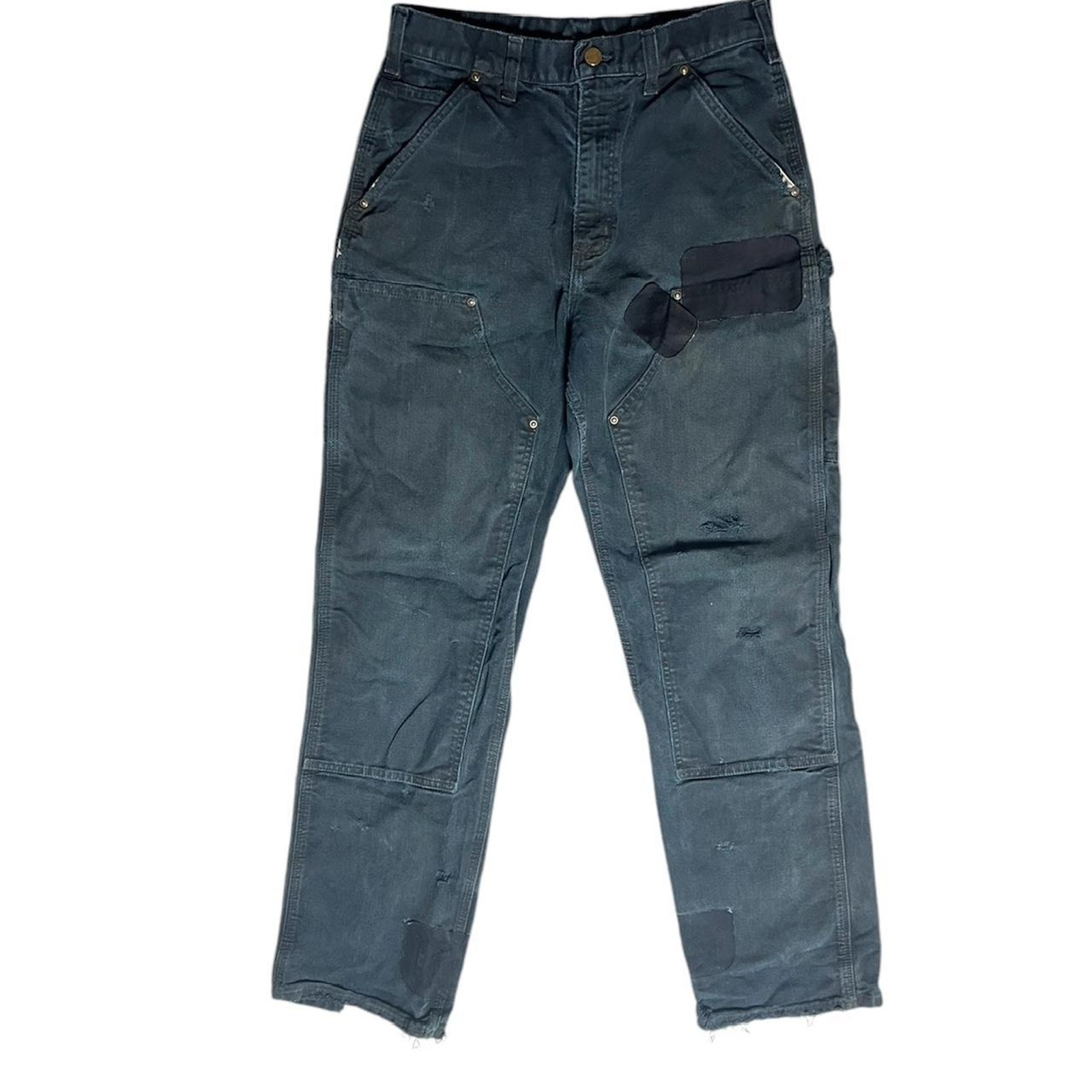 Carhartt Double Knee Workwear Patched Distressed Black Carpenter Pants 30
