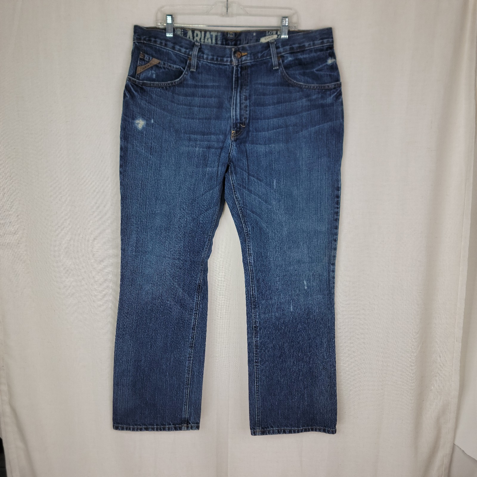 Ariat Mens 38×32 Low Rise Boot Cut Medium Wash 100% Cotton Jeans