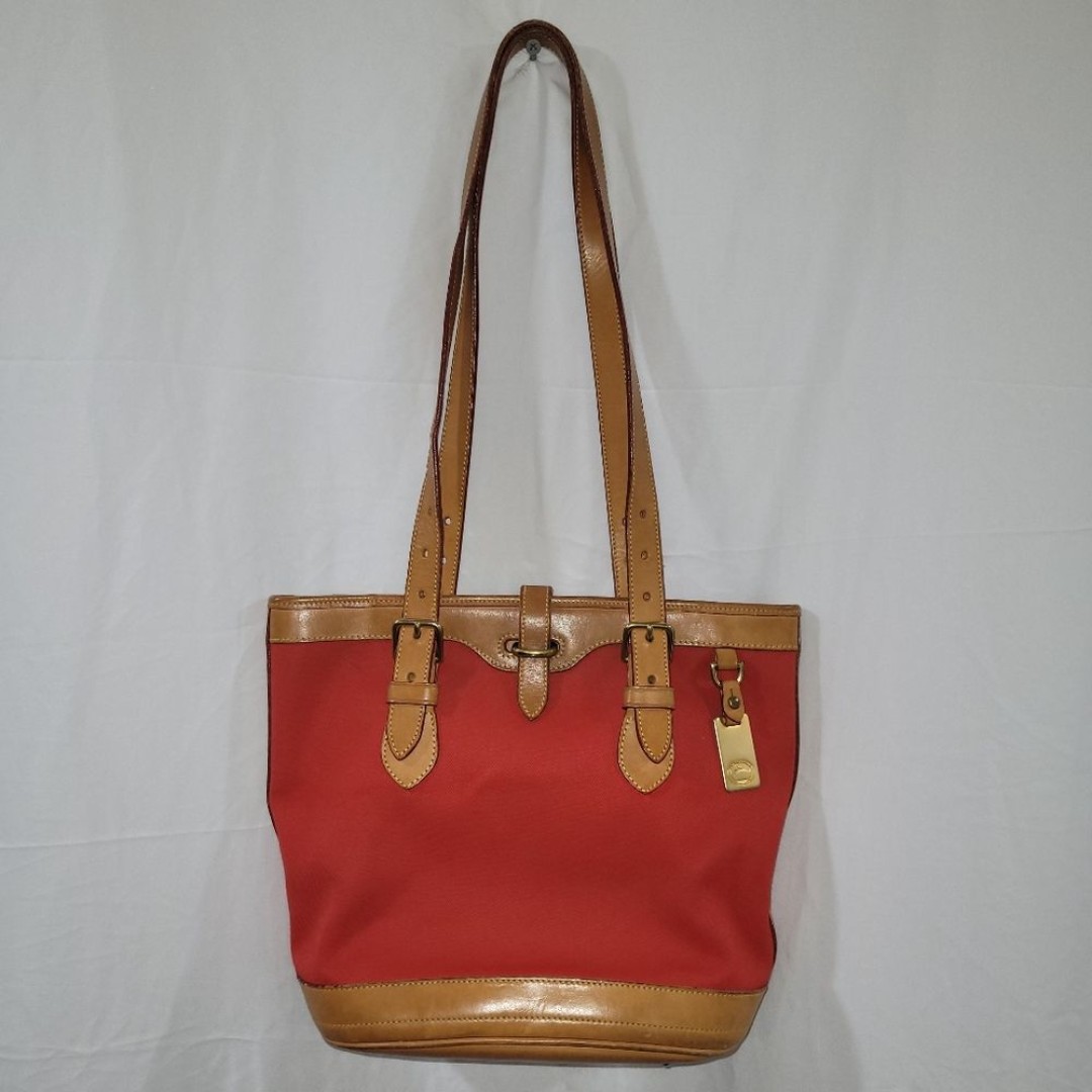 Dooney & bourke made in USA vintage red canvas leather trim tote shoulder bag