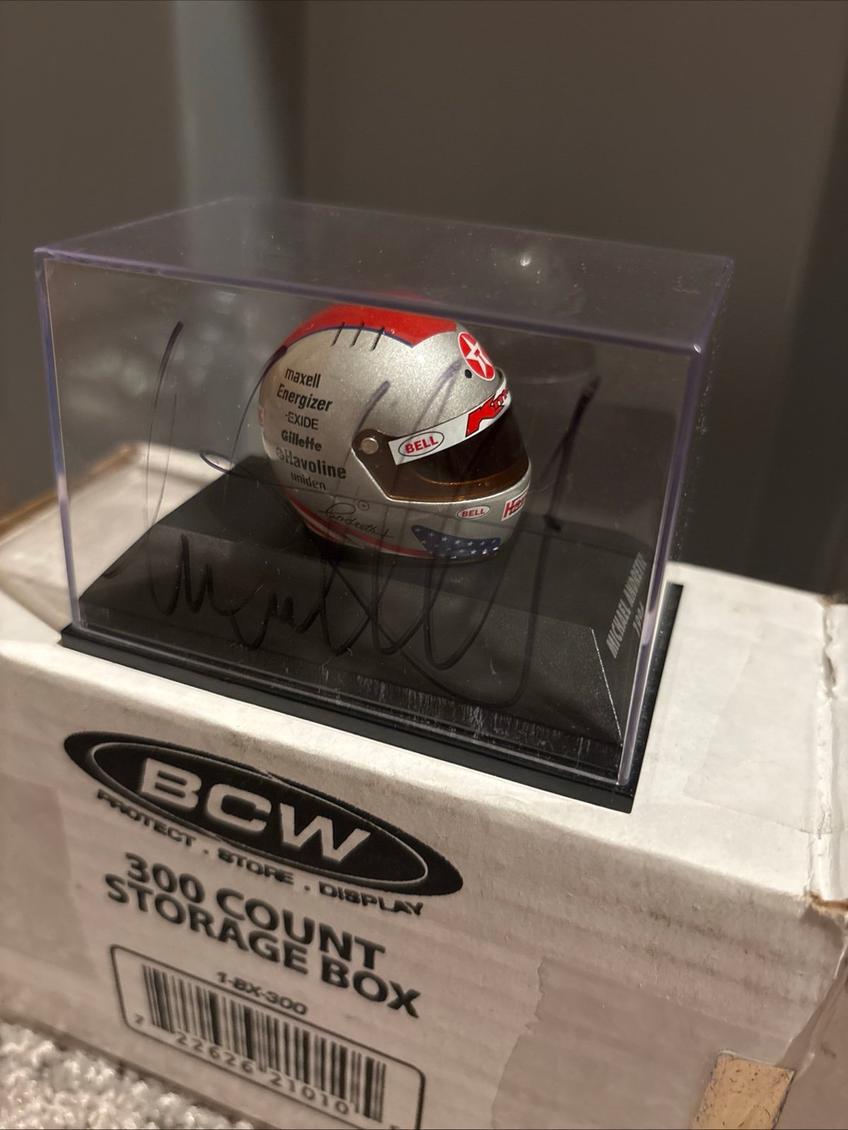 JSA COA Michael Andretti Signed Mini Helmet Case Indy Car Racing Autograph