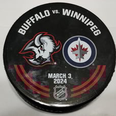 Winnipeg Jets Buffalo Sabres Game Used Warmup Puck 3/3/24