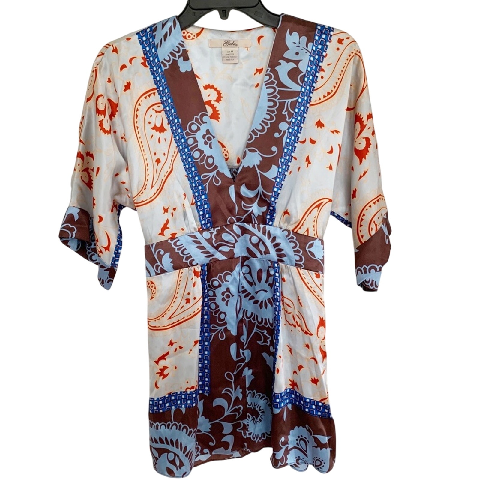Gala 100% Silk Floral Paisley Tunic Top Medium