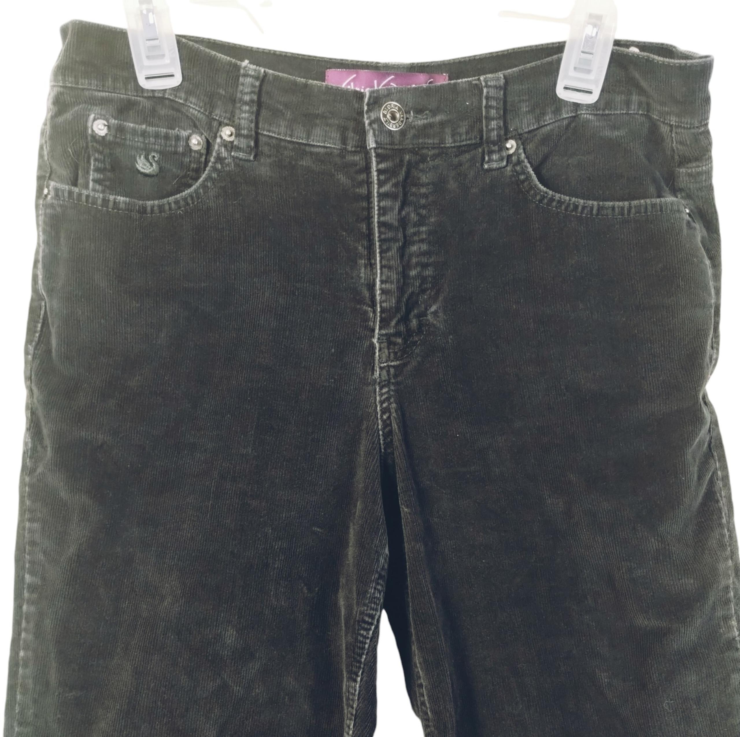 Gloria Vanderbilt Corduroy Pants Women's 12 Straight Boot Cut Pockets Black