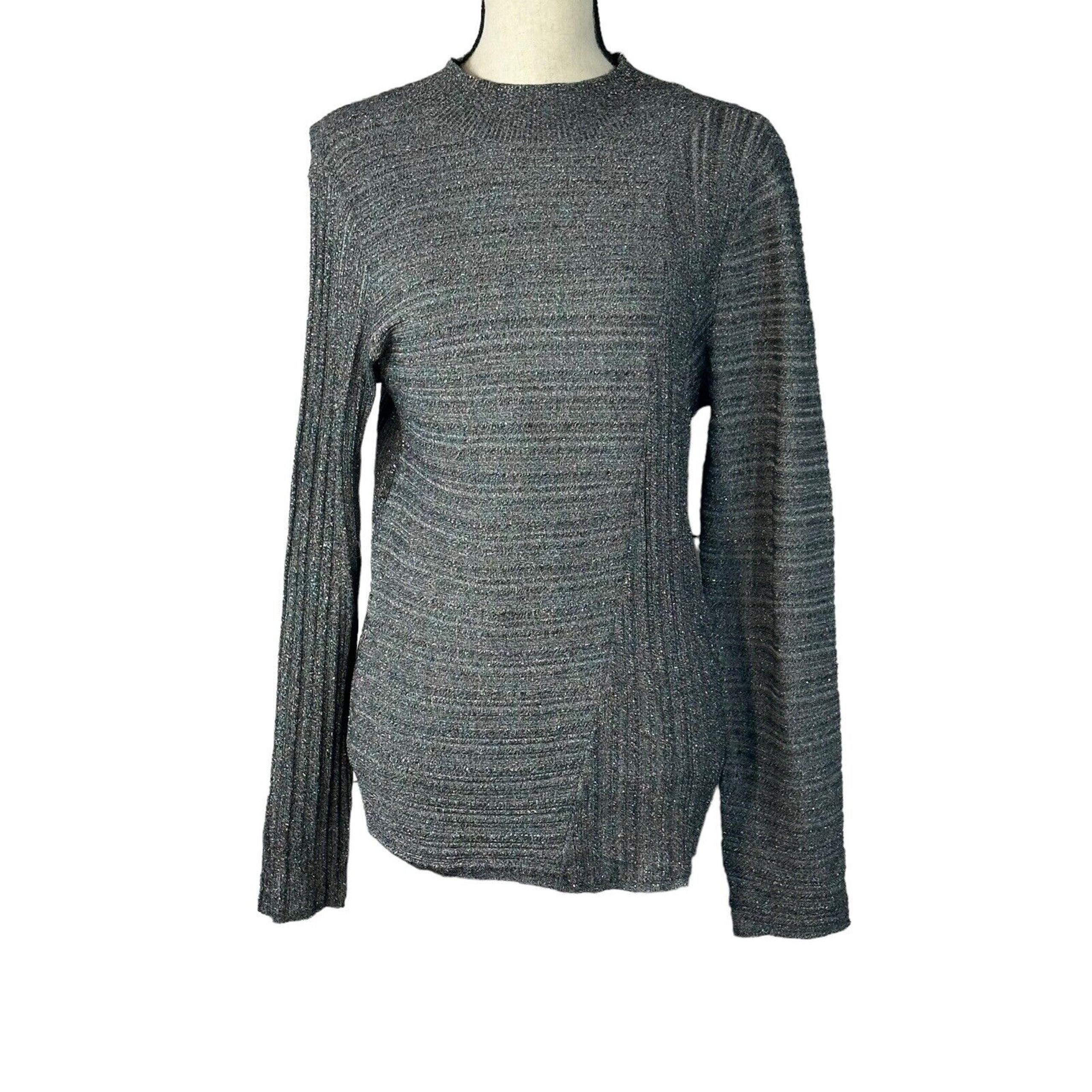 INC International Concepts X-Large Sweater Mock Neck Long Sleeve Silver Sparkly