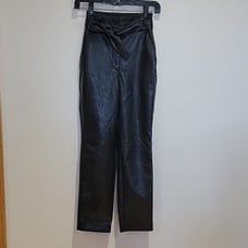 Aritzia Babaton Faux Leather Tie Belt High Waisted Pants in Black Sz 00