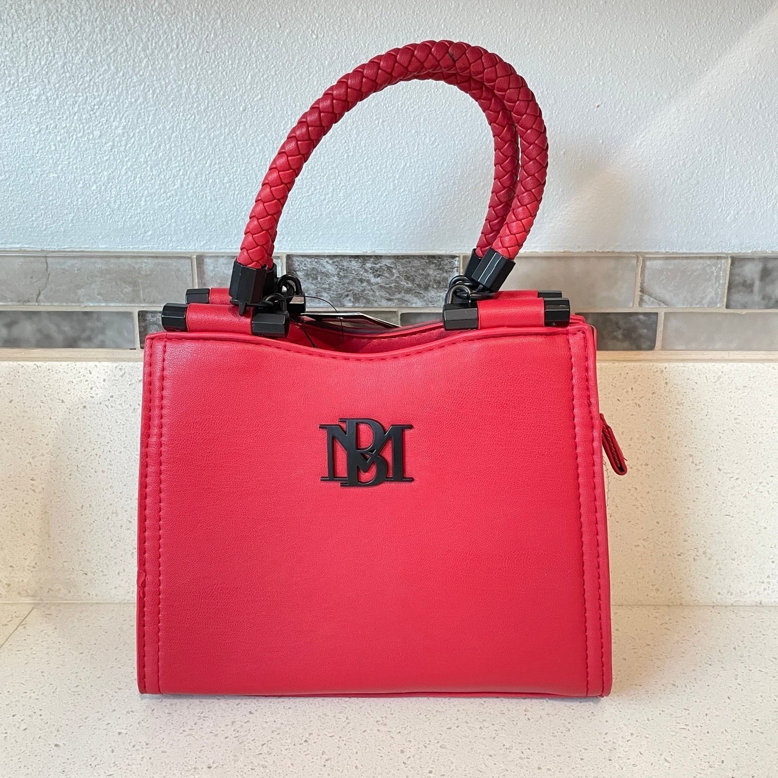 NEW Badgley Mischka Small Braid Trim Convertible Top-Handle Bag