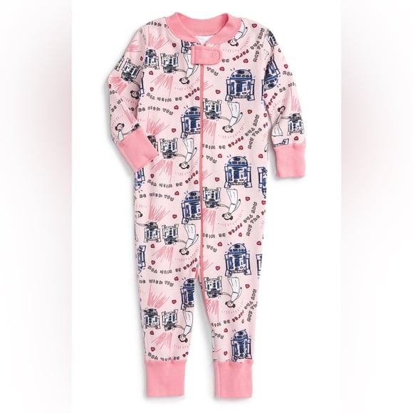 Hanna Andersson Star Wars R2D2 Leia zip romper 6/9m
