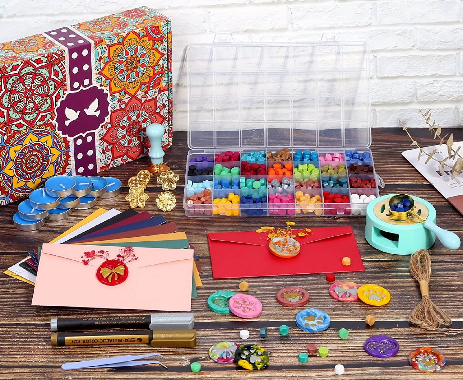 790pcs Sealing Wax Kit w/ Seal Beads, Stamp, Warmer, Vintage Envelopes, Gift Box