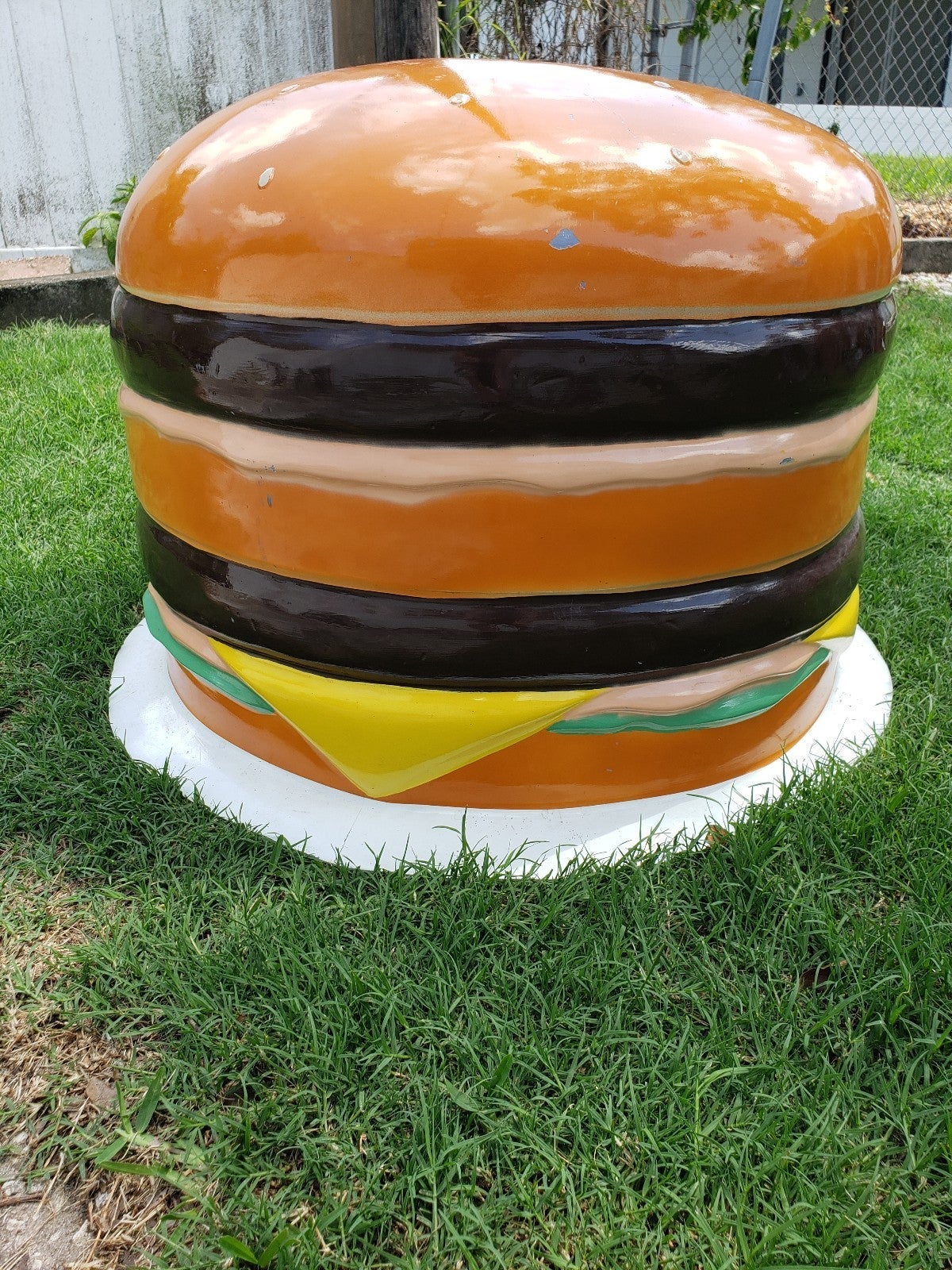 Large Fiberglass Bob's Big Boy Double Decker Hamburger Advertisement Prop