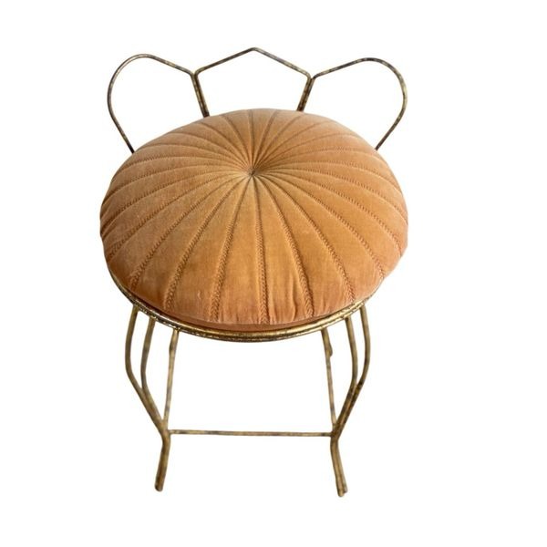 Vanity Stool Chair Bench Seat Hollywood Regency Makeup Chair Tufted Cushion Mid
