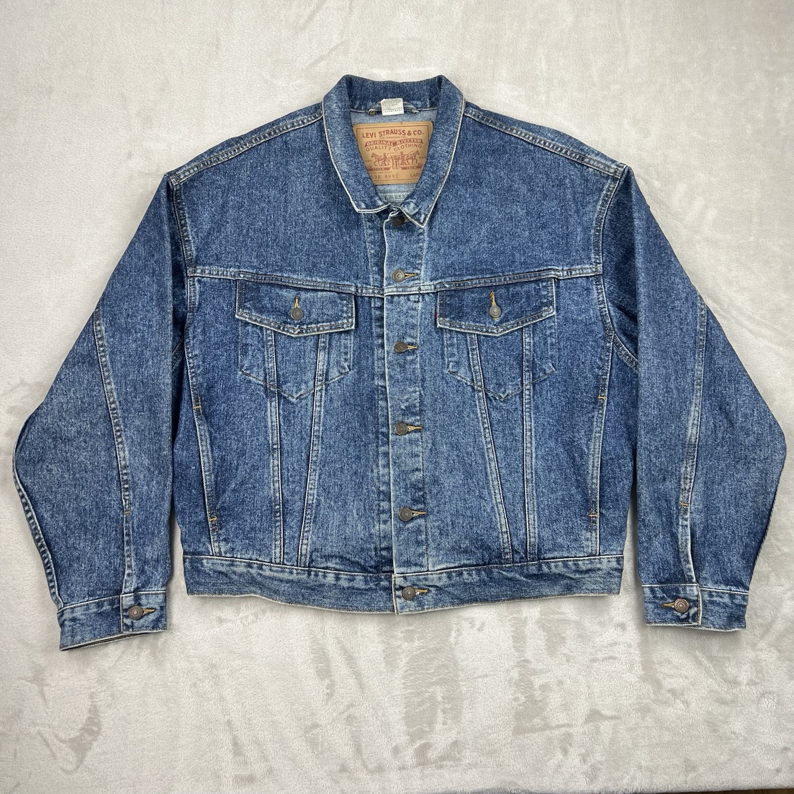 Vintage Levi's Blue Denim Trucker Jacket Men's Large 90's