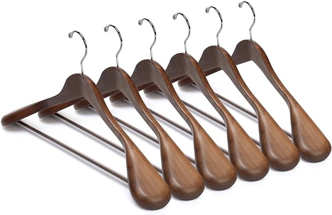 6 Pack Wood Coat Hangers Jacket Outerwear Shirt Hangers