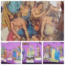Vintage Bible Card Stock Paper Cut Out Stand Ups Story Tell Teaching - Large Lot