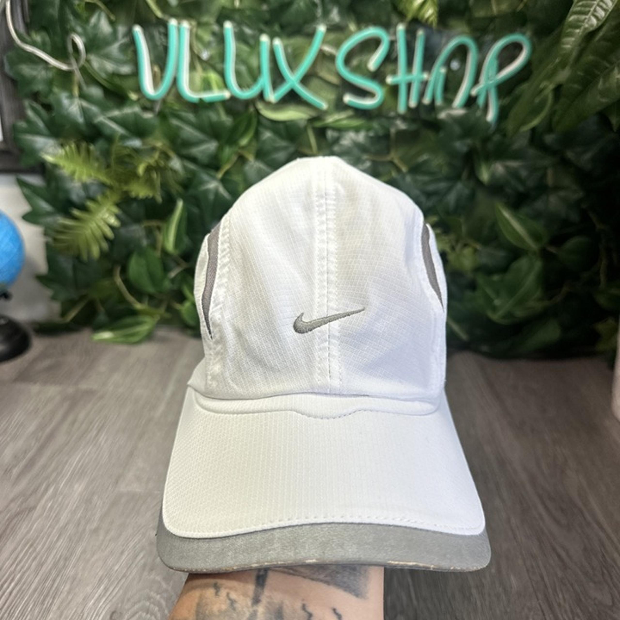 Vintage Nike Tailwind Hat Cap Strapback White Gray  Panel Mesh Rare