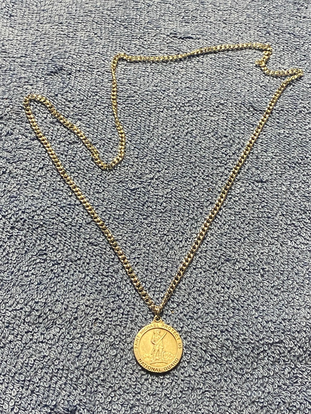 Vintage St Michael National Guard Necklace Possibly Silver??