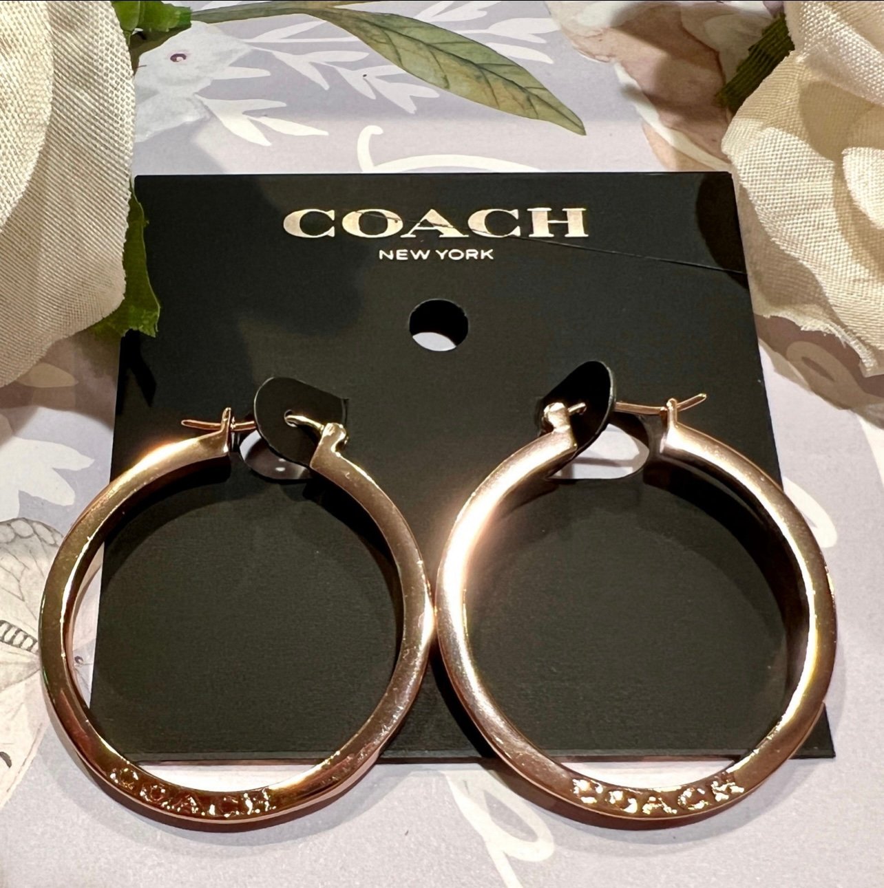 COACH Rose Gold Tone Hoop Earrings, NWT!