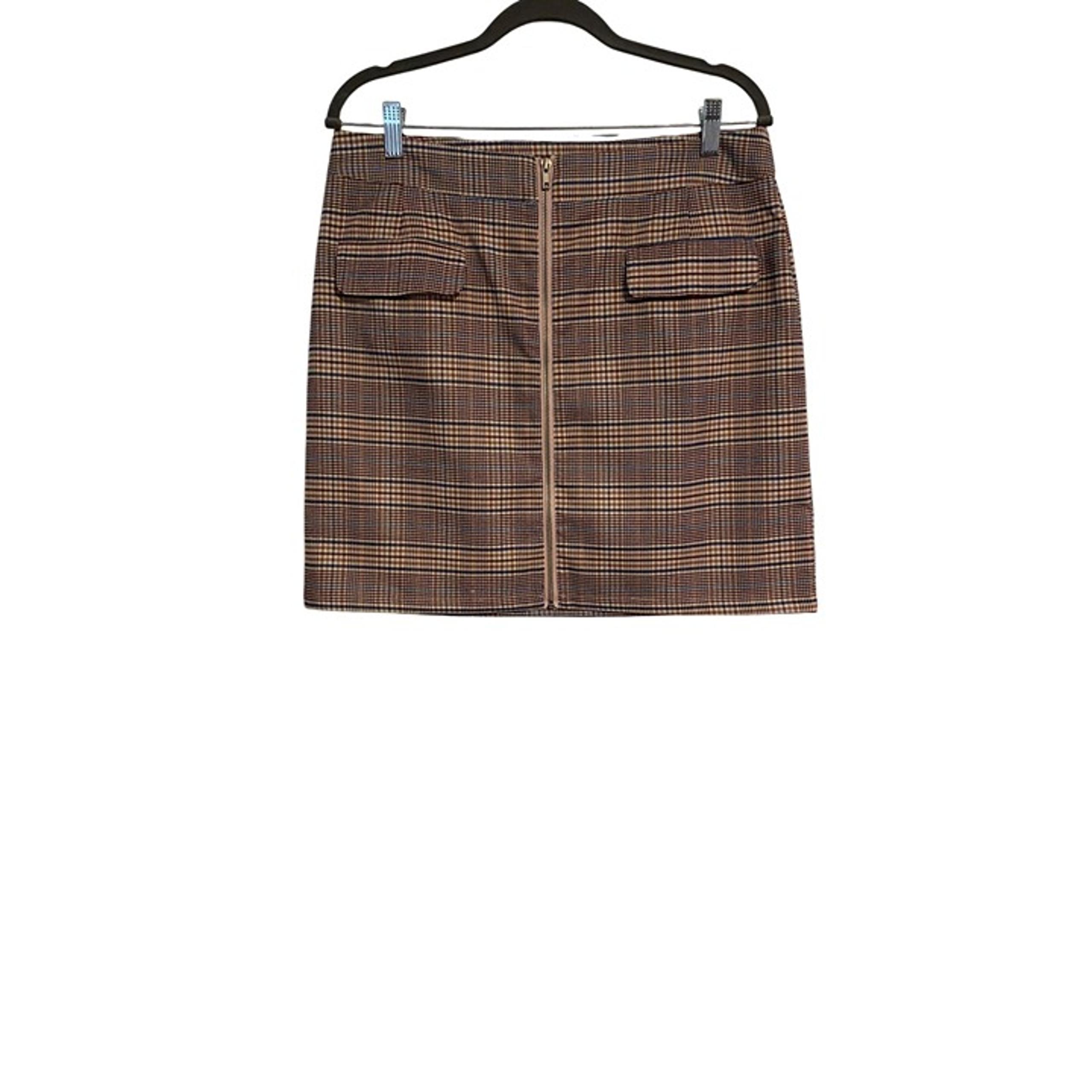 Skies Are Blue Women Plaid Mini Skirt Front Zip Pockets Size L Preppy Y2K Colleg