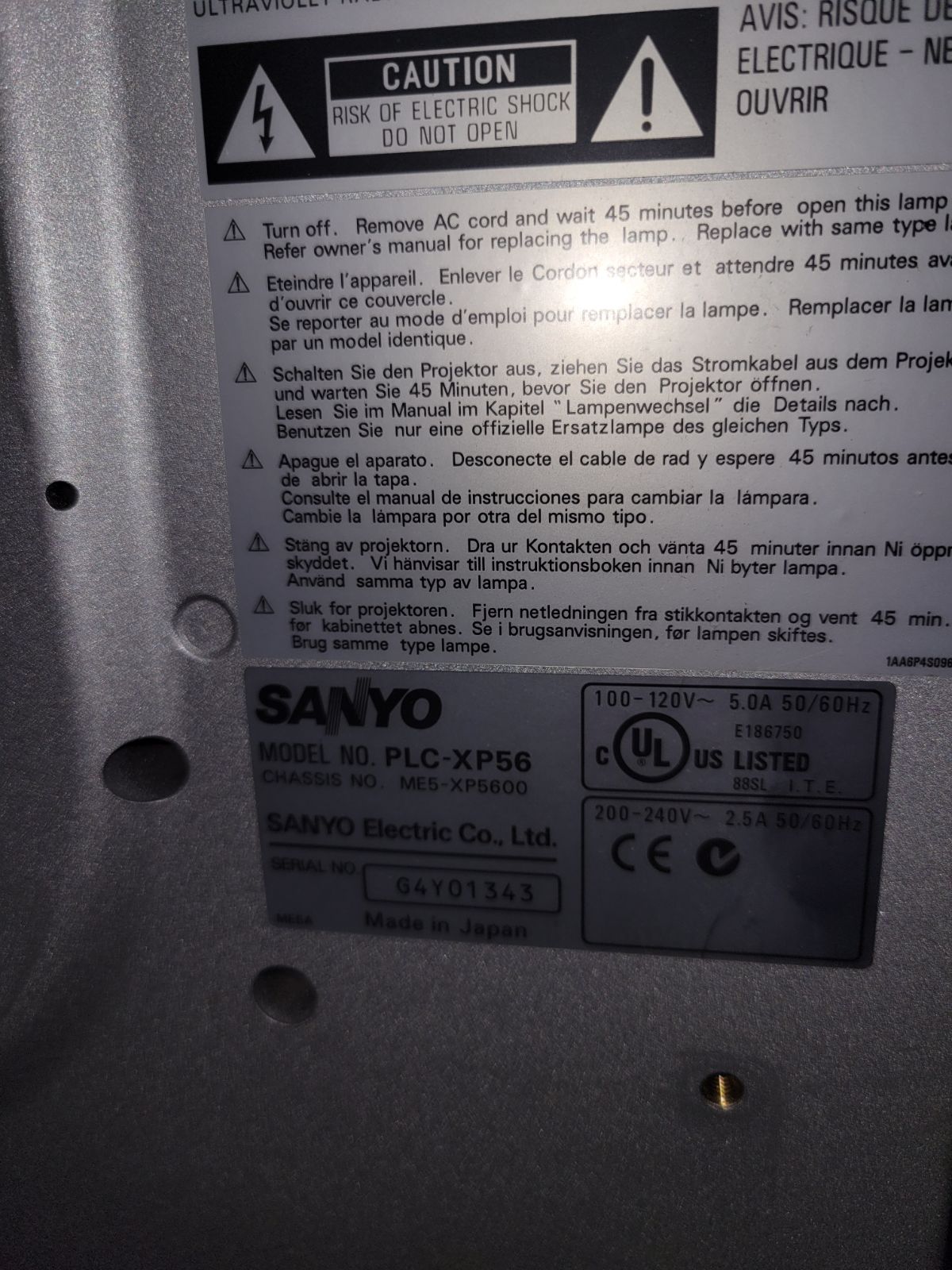 manual for sanyo pro xtrax multiverse projector