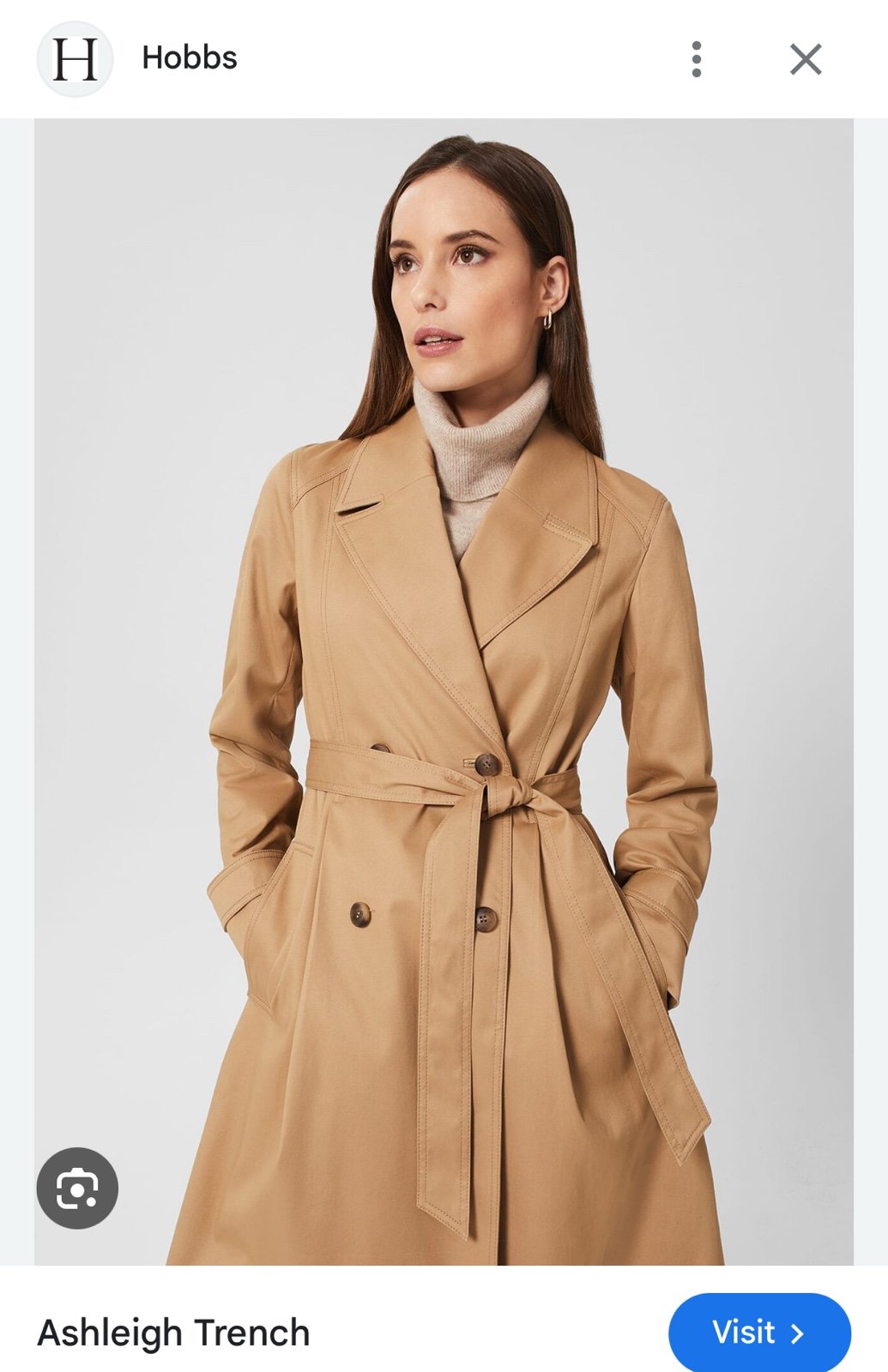 NWT Hobbs Ashleigh Trench Coat, size US10, fawn beige