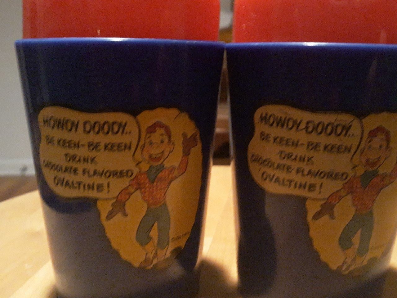 2 howdy doody ovaltine shaker cups
