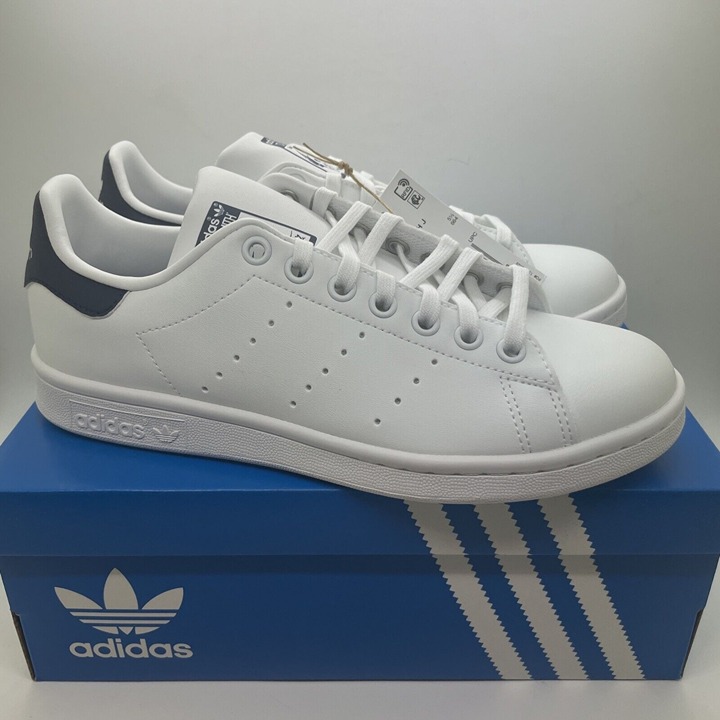 Adidas Stan Smith J Big Kids' Shoes Sneakers White Cloud / Dark Blue H68621 Sz 6