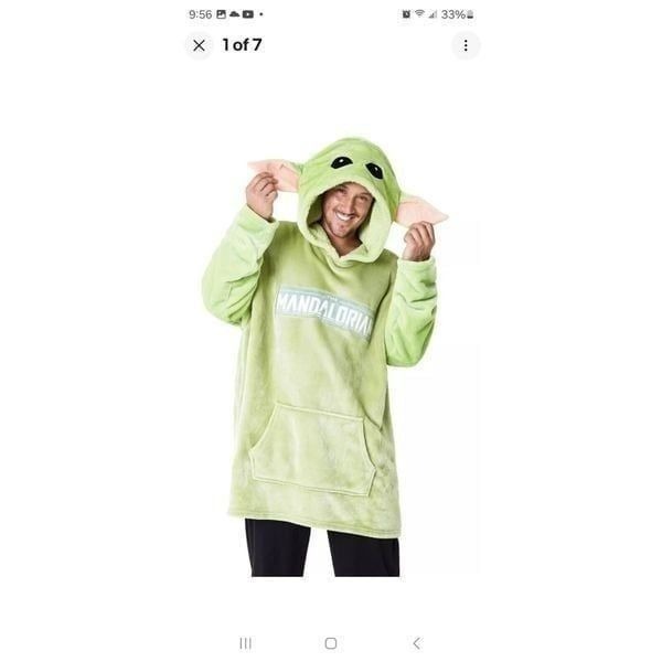Star Wars The Mandalorian Blanket Hoodie Adult OS Green Baby Yoda Face
