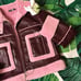 RETRO CHICRevolve Asos Gorgeous Fur Trim Aviator Jacket in Burdundy & Pink