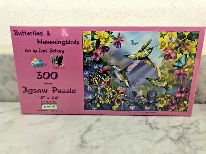 BRAND NEW SEALED SUNSOUT 300 Piece Puzzle - Butterflies & Hummingbirds