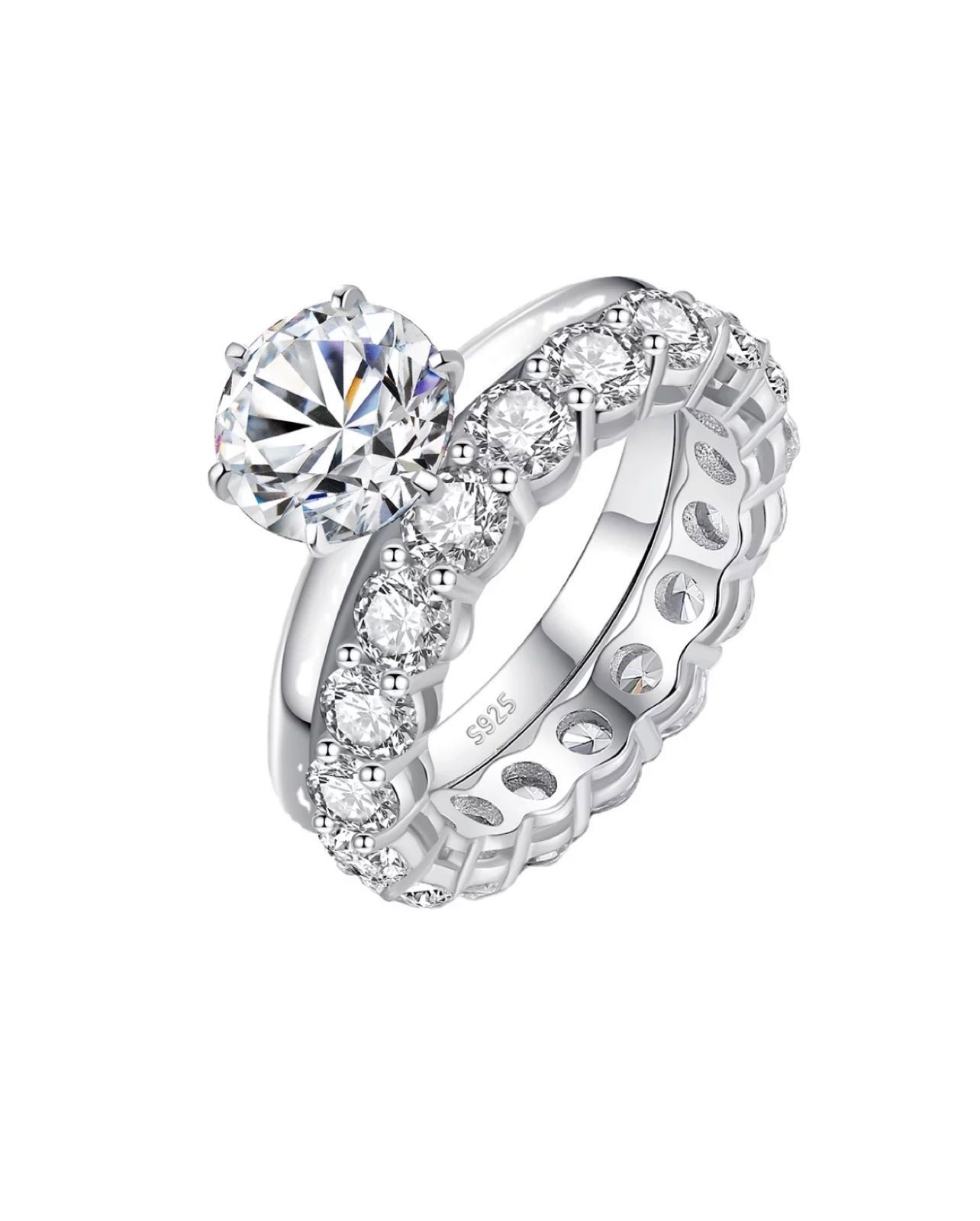 *SALE* REAL MOISSANITE diamond Engagement ring and wedding band set Size 8
