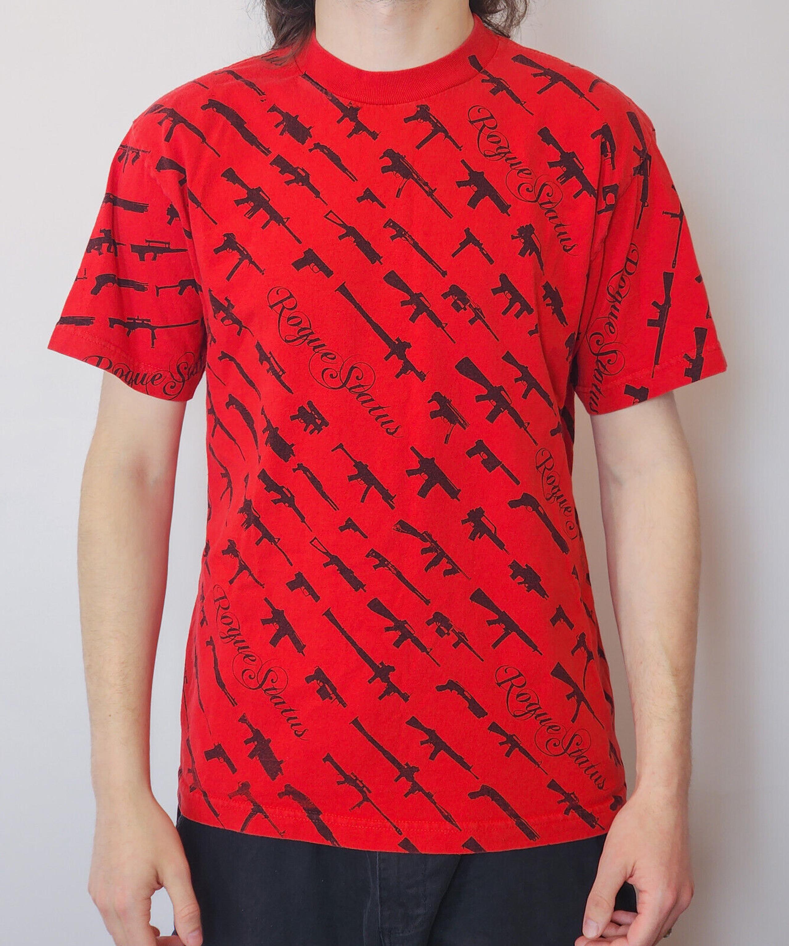 Rogue Status Gun Show T Shirt Rob Dyrdek Retro Skate Shirt Red Black Medium