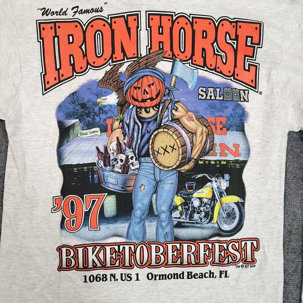 1997 Biketoberfest Iron Horse Saloon Henley T-Shirt Medium